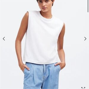 Madewell Structured Muscle Tee, Ribbed, White, Size: Medium, Slight Crop, NWOT